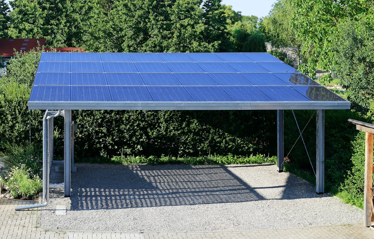 Solar panel outside of a garage floor sealing