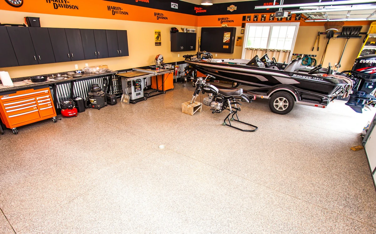 Commercial floor coating in a garage