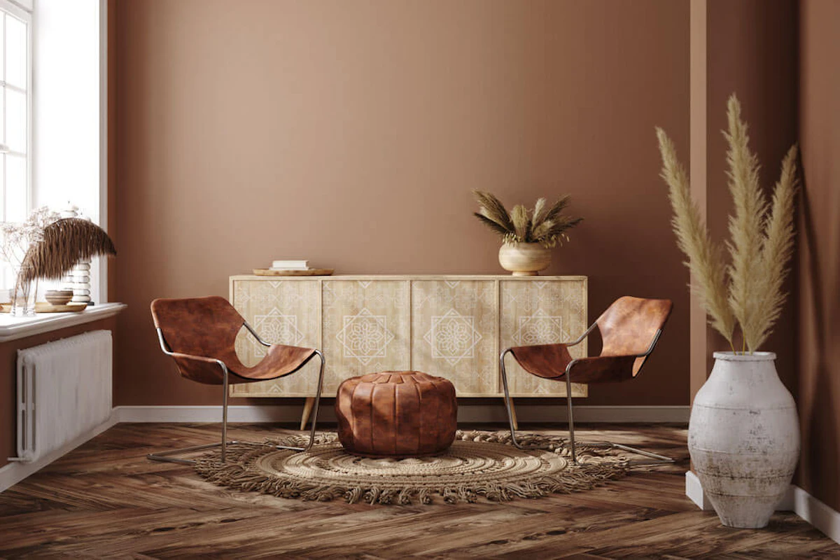 Brown painted living room