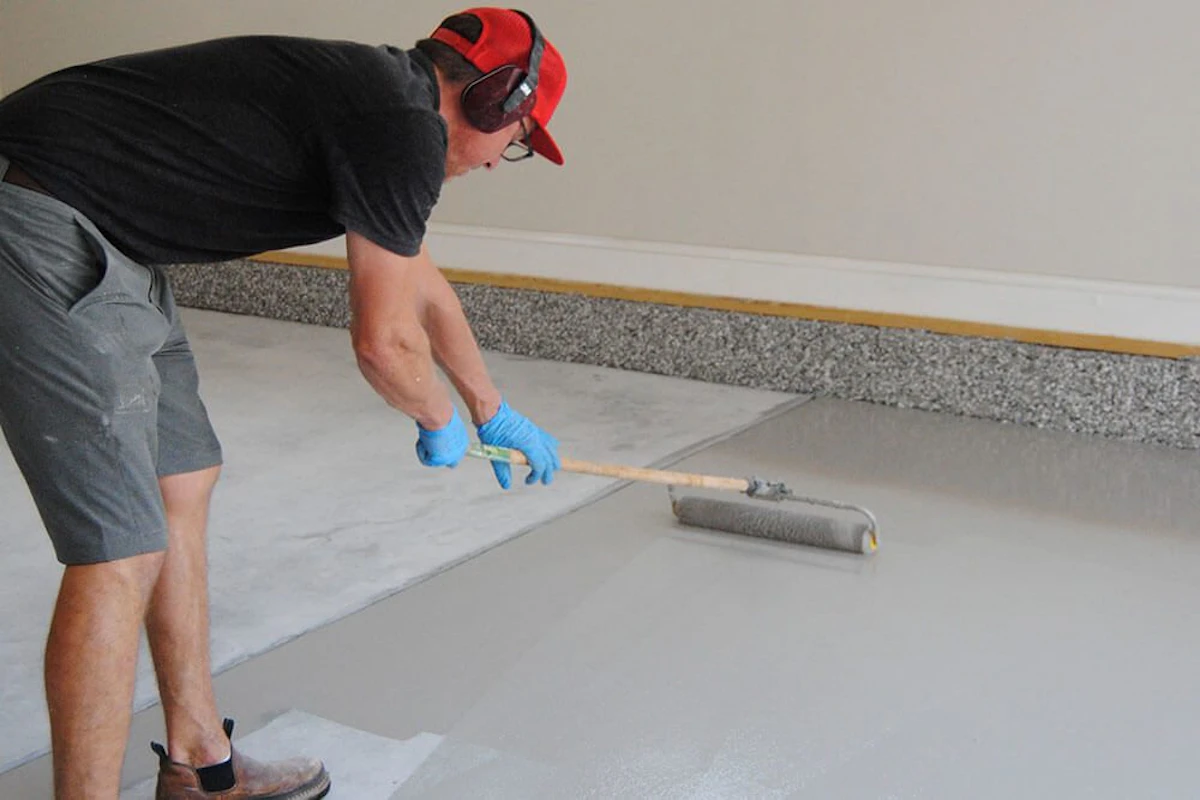 Anderson Painting concrete epoxy floor in garage