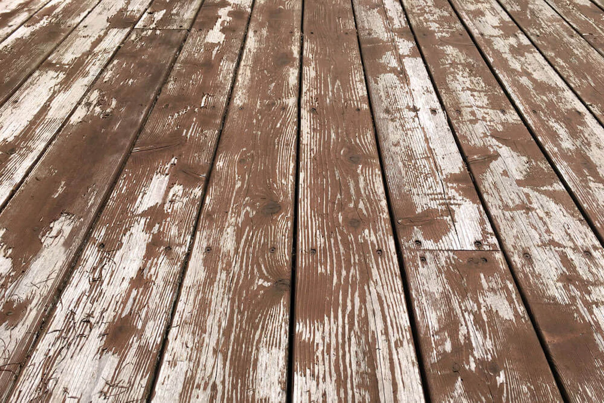 Deck with faded stain