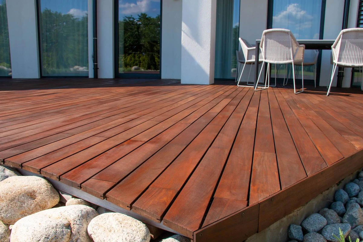 Newly red stained deck