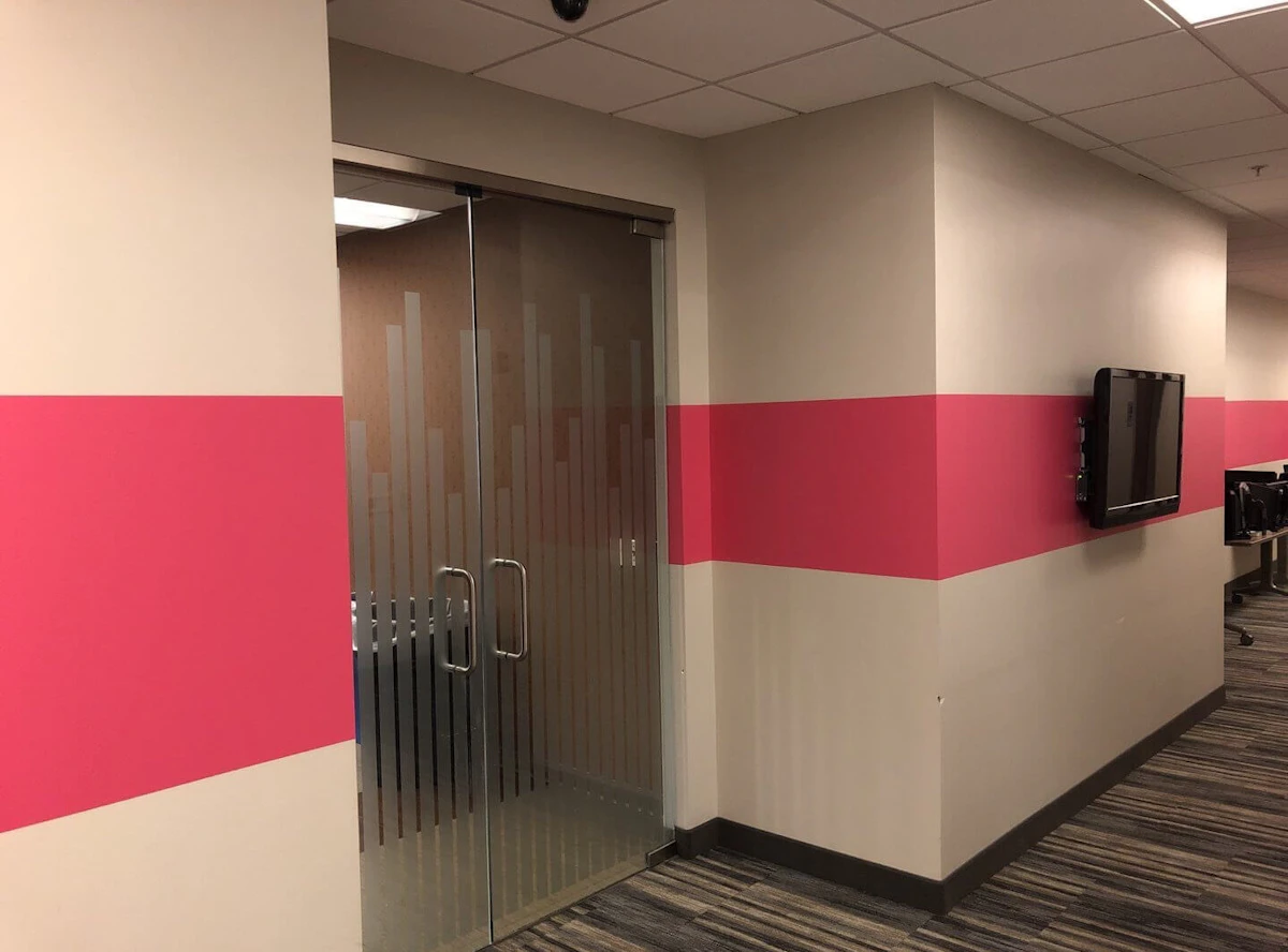 Newly painted wall in a commercial building