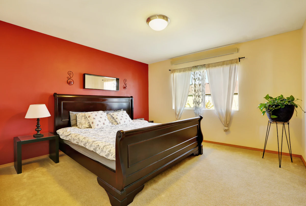Red painted bed room