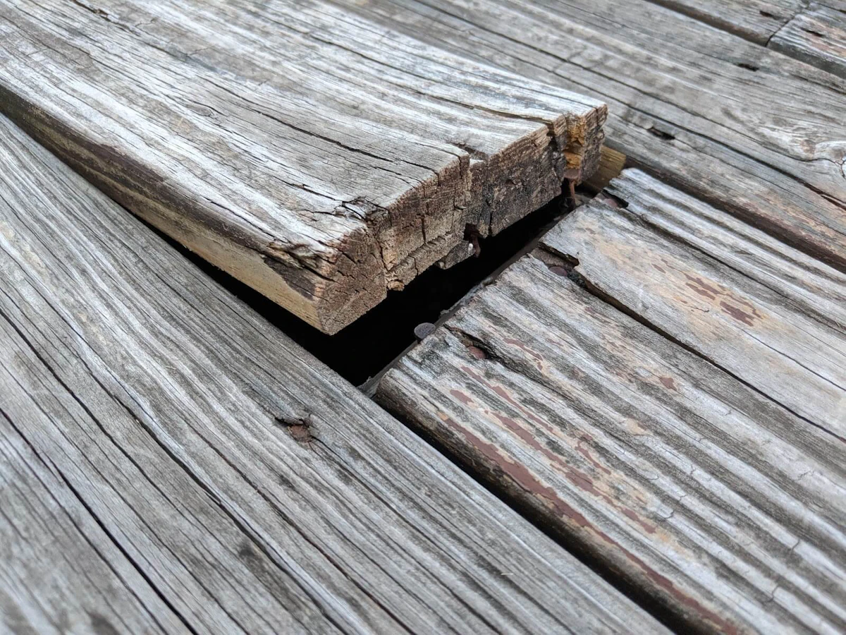 Damaged deck in Raleigh